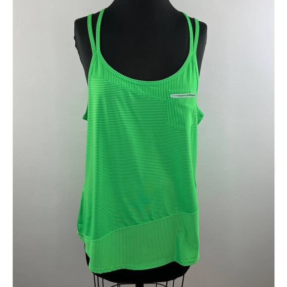 ATHLETA Speedsetter Green Striped Sleeveless Racerback Double Strap Tank Size XL - Picture 1 of 6